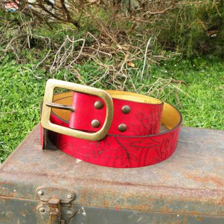  Women's leather belt Cabinet de curiosité - Pepper red Color