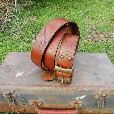 'MIAMI' : Men's engraved leather belt