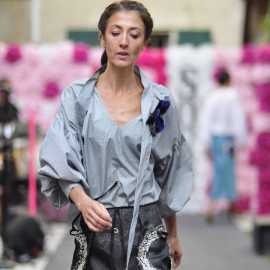 Chemise en coton pois décontractée style avant garde -36/42
