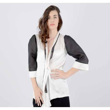 Black and white silk cardigan - 36 / 42 size FR - Provence Store