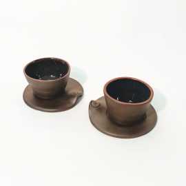 Duo saint-Valentin de tasses à café faites à la main noir anthracite