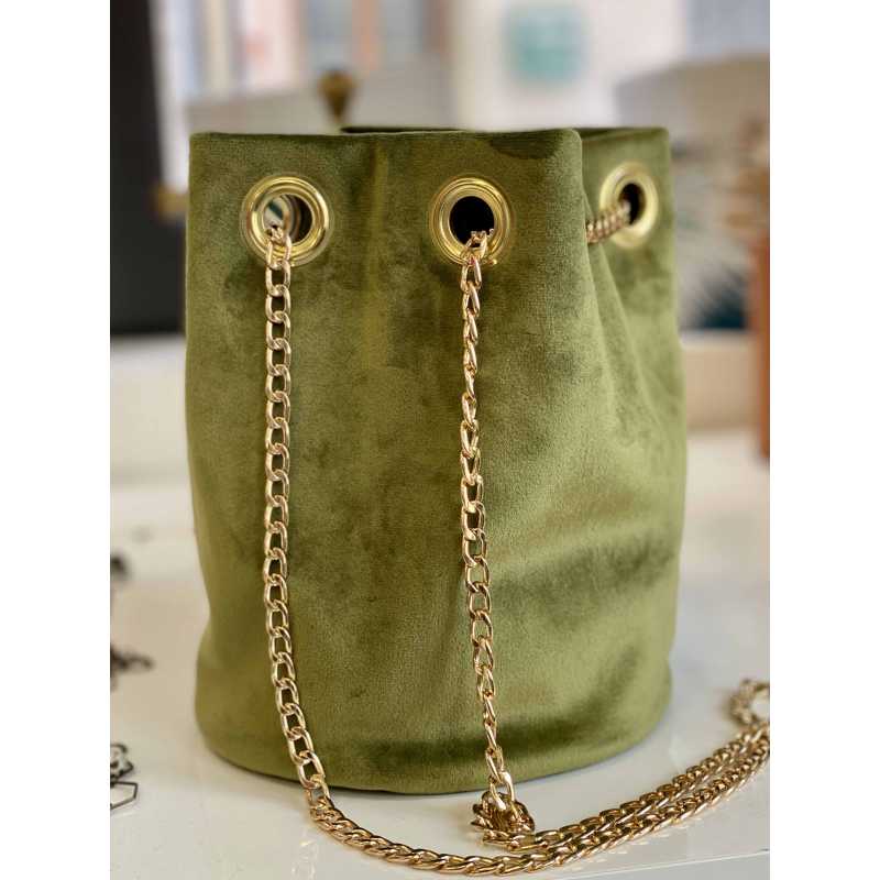 sac velours vert
