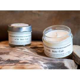 Bougie parfumée artisanale, vegan - Bois et Cuir