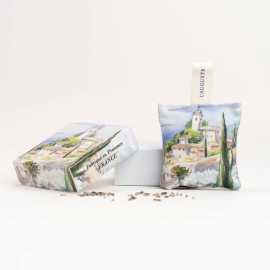 Sachet de lavande et coffret carré assorti "Village perché"