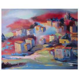 Brume colorée sur Bonnieux
