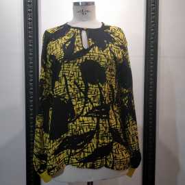 Black and yellow silk blouse